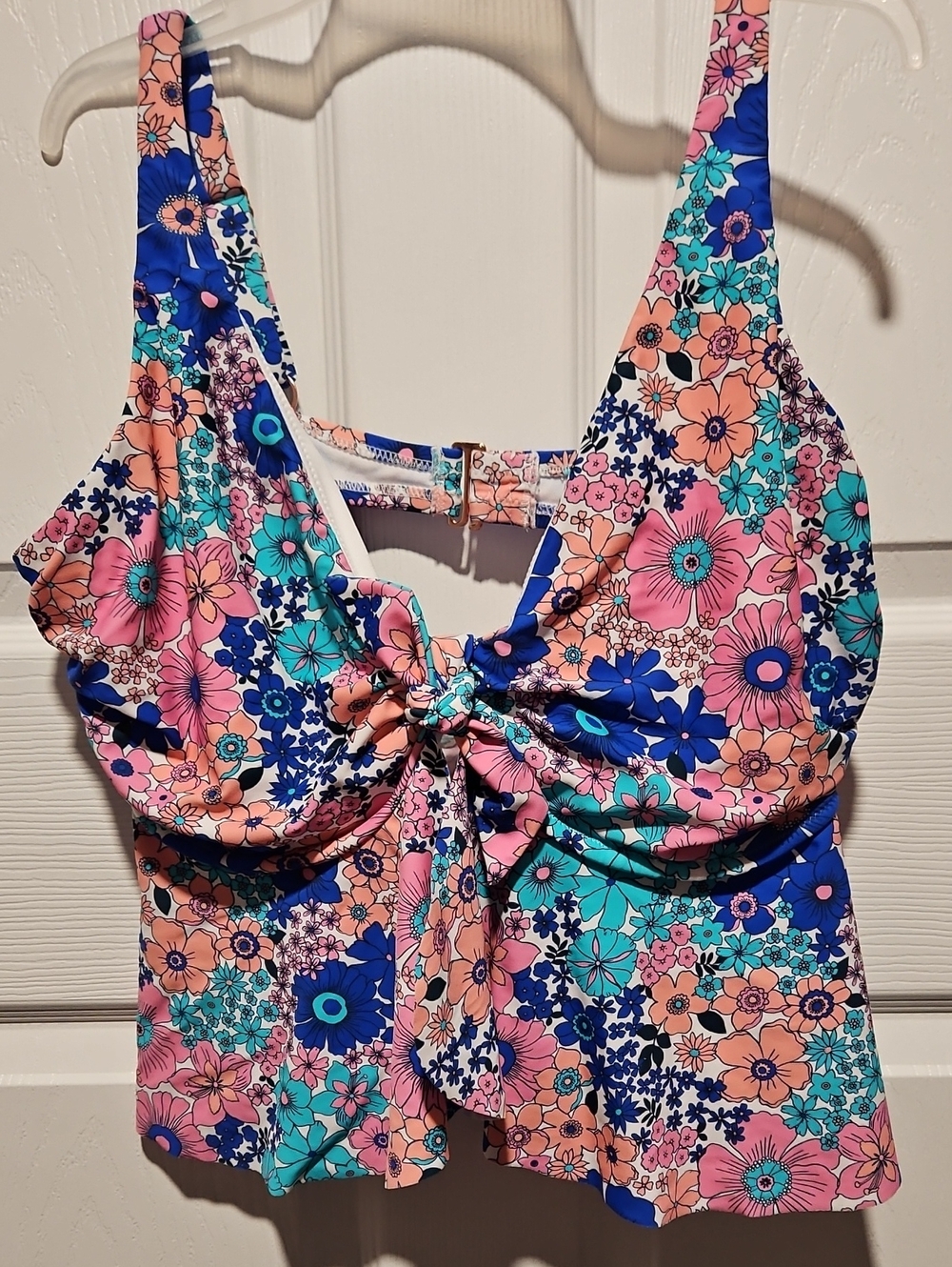 Raisins Floral Tie-Front Bikini Top - Pink, Blue, Teal